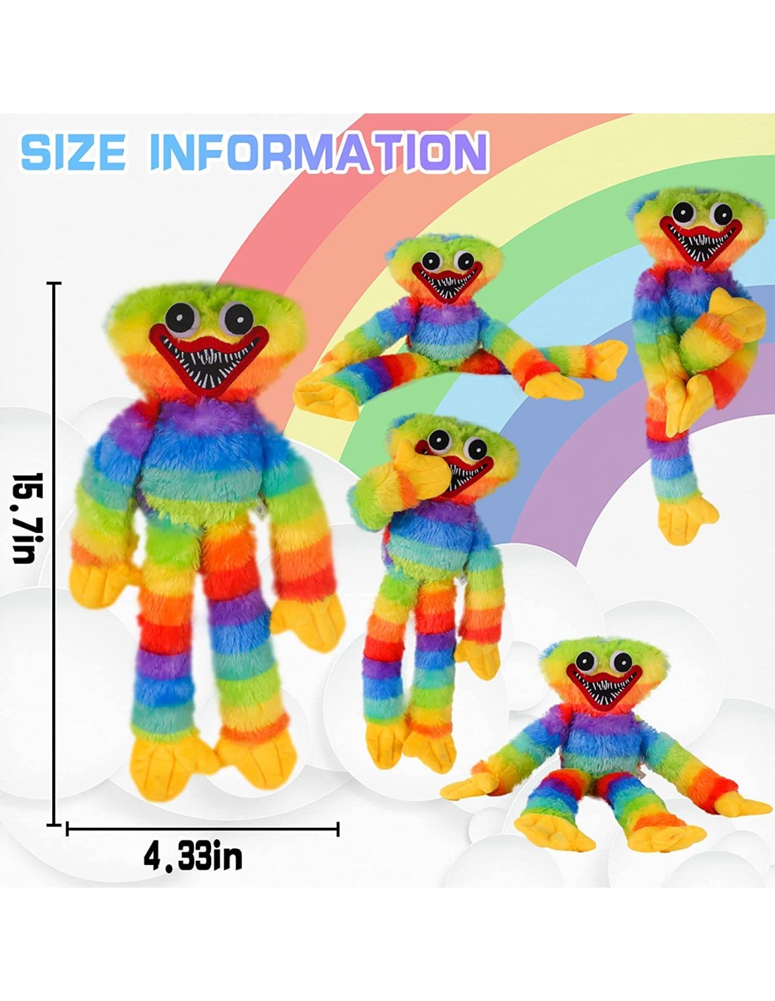 Huggy wuggy pliušinis žaislas margas  40 cm.