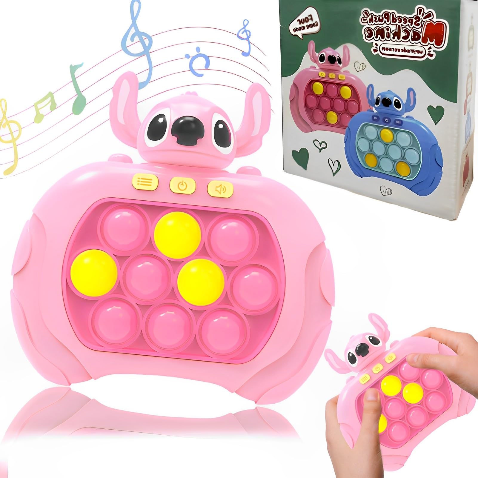 Elektroninis  žaidimas Pop it memory Stitch rožinis