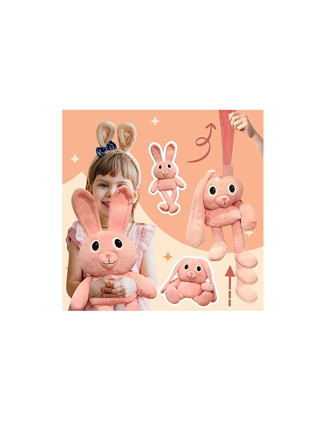 Pliušinis KIŠKIS  išsitraukiančiomis ausimis (PLUSH BUNNY)