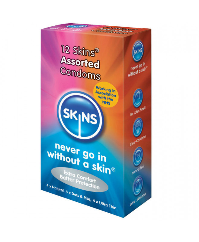 SKINS CONDOMS ASSORTED 12 PACK