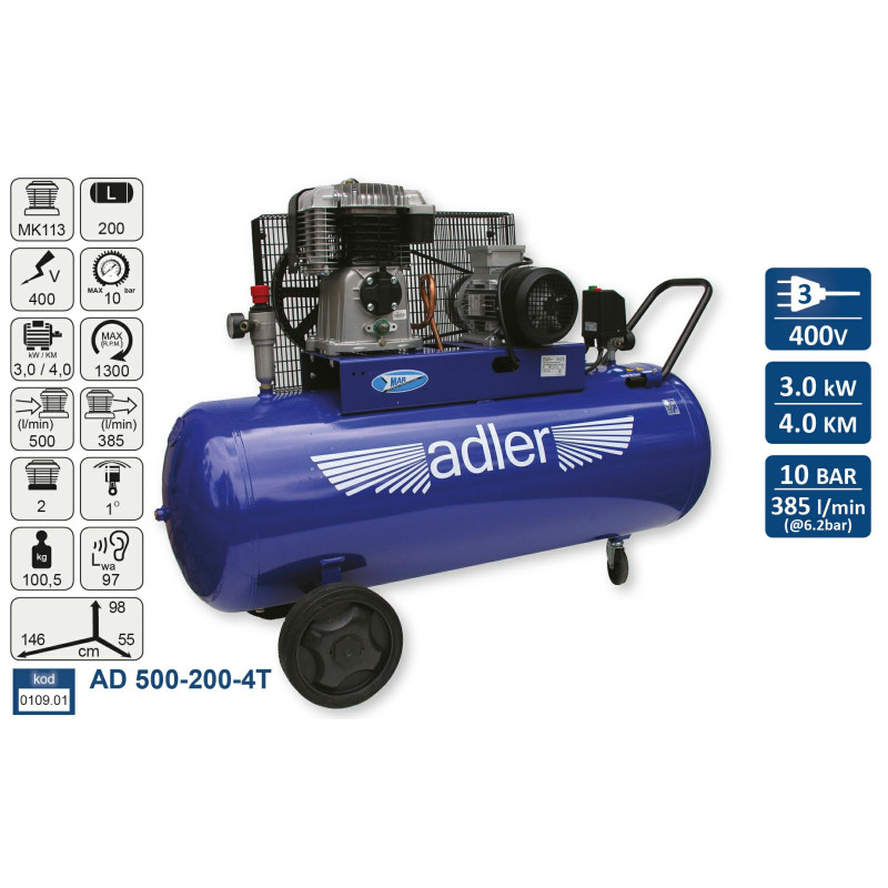 109,01 ADLER 200l AD500-200-4T kompresorius