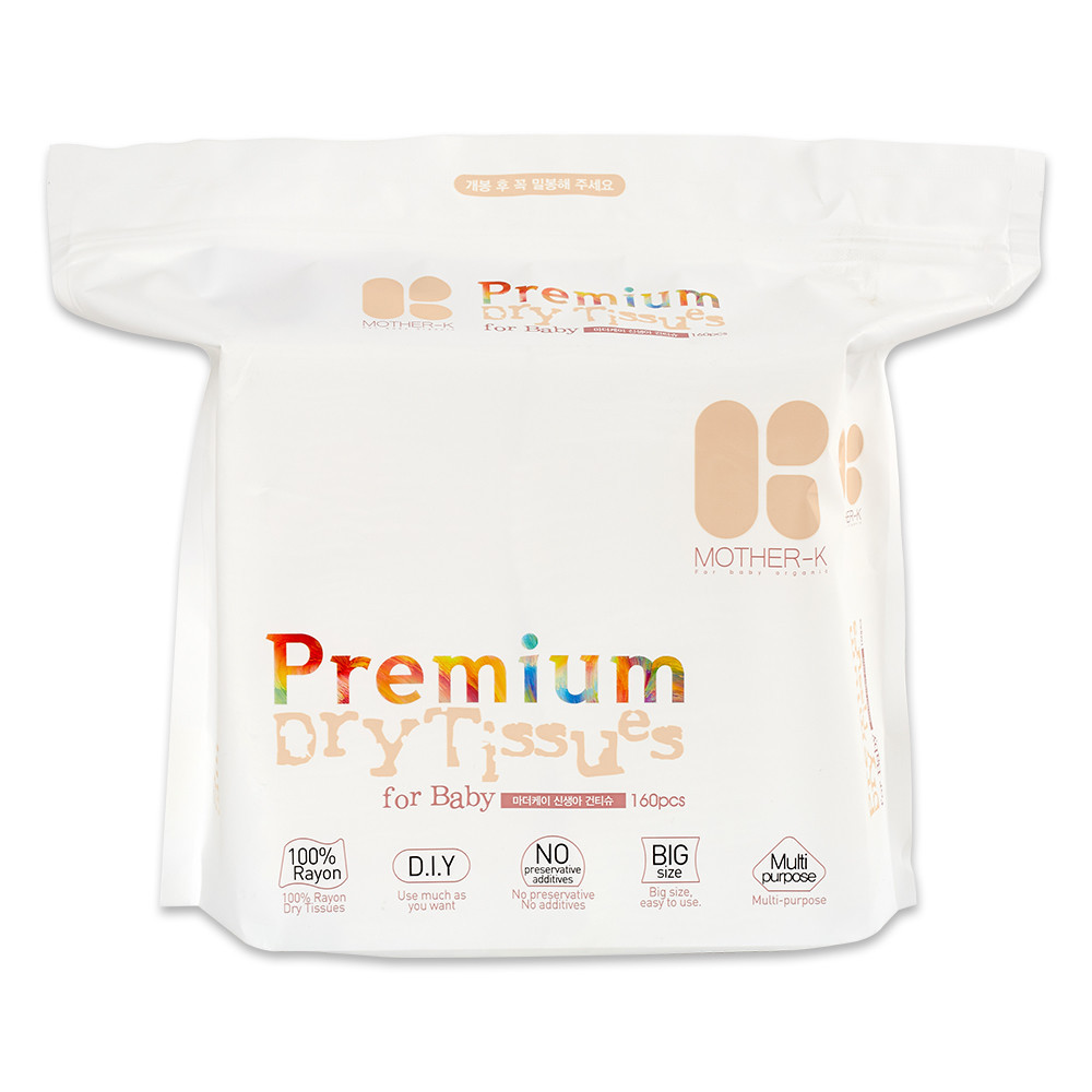 K-MOM PREMIUM klasės Sausos Servetėlės, Viskozė, (160 vnt.)