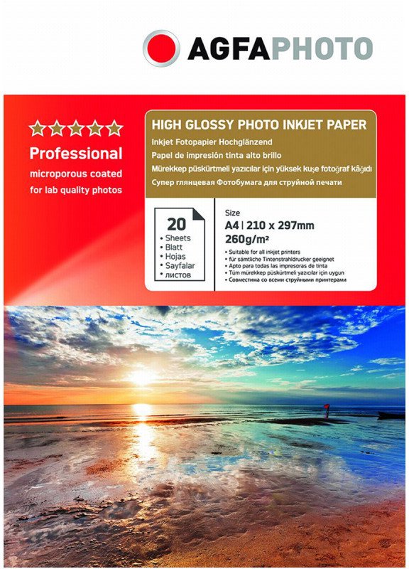 Popierius Agfaphoto A4 Professional High Glossy 260g 20 sheets