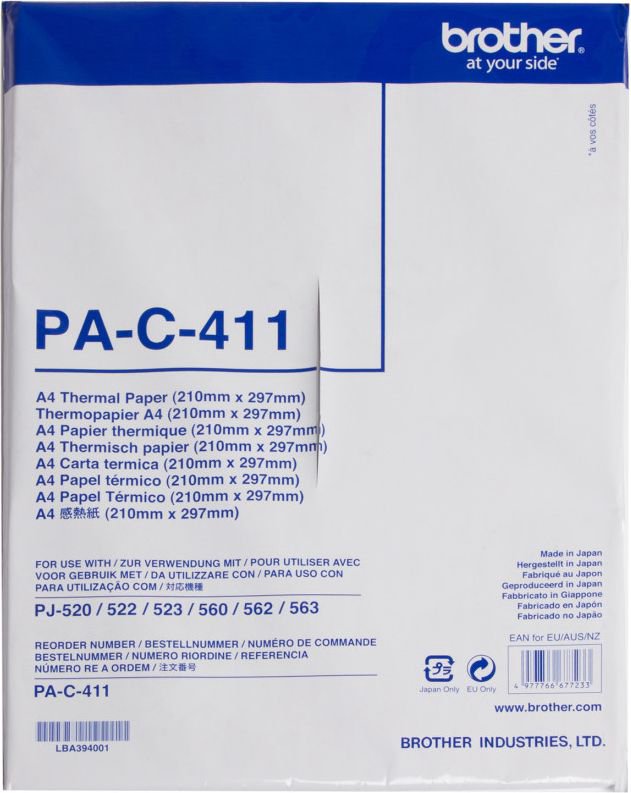 Brother PAC411 tape (black on white)