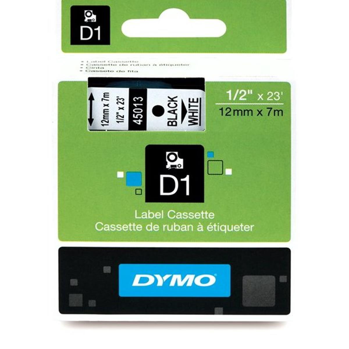 DYMO D1 Standard - Black on White - 12mm etikečių juostelė Juoda ant baltos