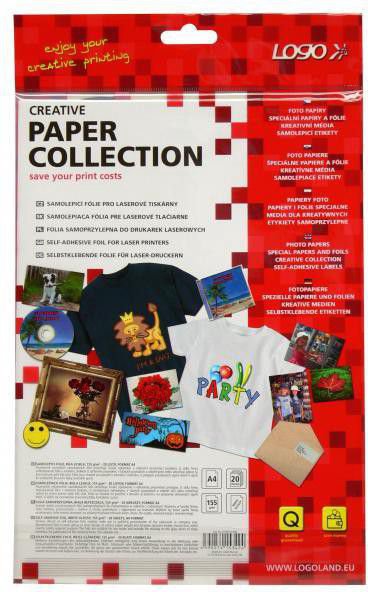 Logo Self-adhesive paper, white, gloss, A4, 155 g/m2, 20 sheets (15342)