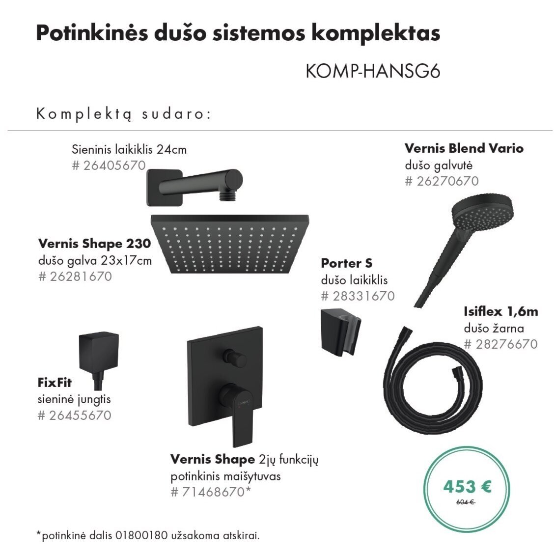 Potinkinis Hansgrohe dušo sistemos komplektas 7 in 1