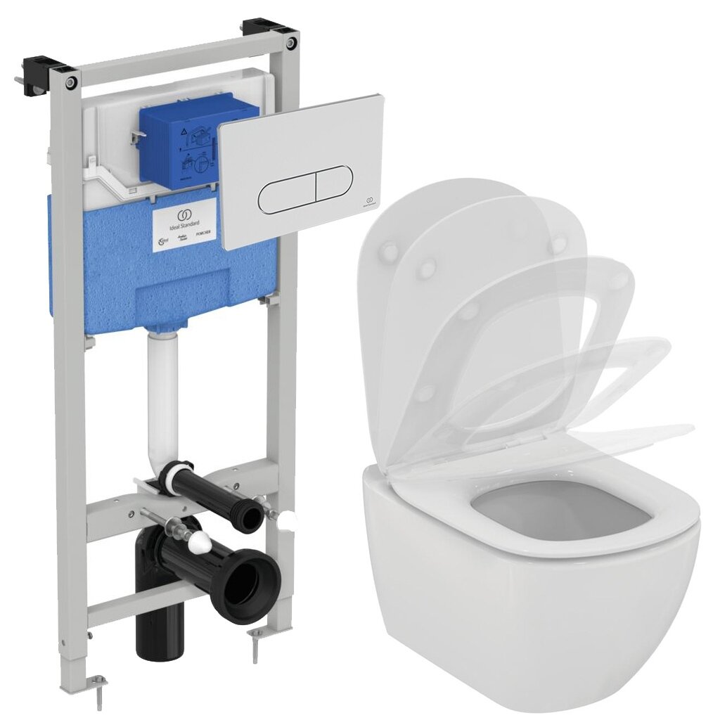 WC rėmo komplektas Ideal Standard ProSys, su WC Tesi Aquablade ir soft-close dangčiu