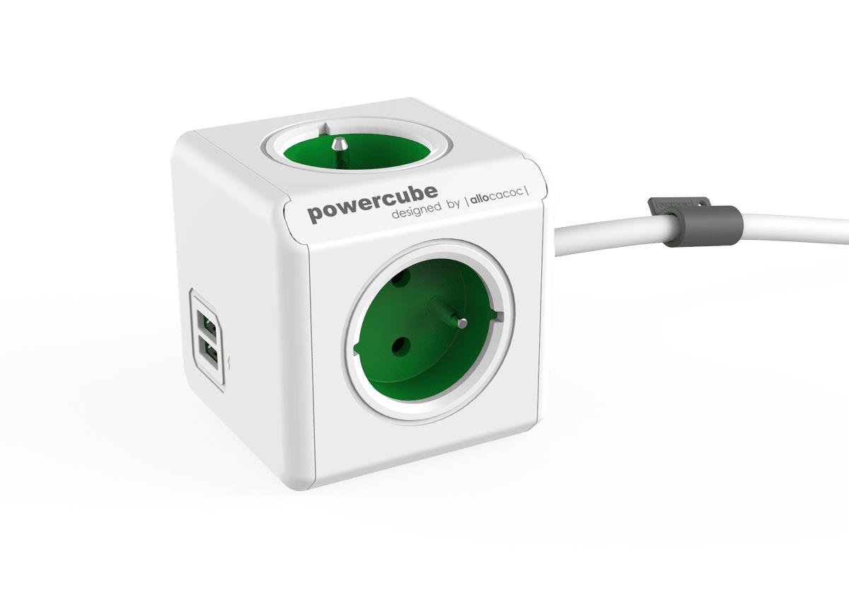 Allocacoc 2402GN/FREUPC power extension 1.5 m 4 AC outlet(s) Indoor Green, White