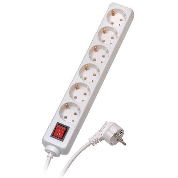 Šakotuvas Vivanco 6 sockets 1.4m with switch, white (28260)