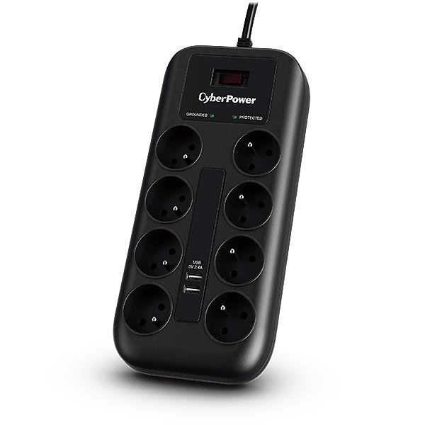 Šakotuvas CyberPower Tracer III P0820SUF0-FR surge protector 8 AC outlet(s) 200 - 250 V 1.8 m Black