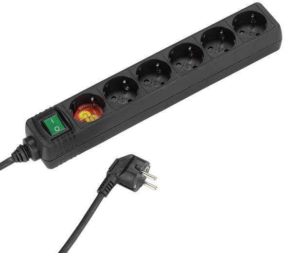 Šakotuvas Vivanco extension cord 6 sockets 1.4m, black (27019)