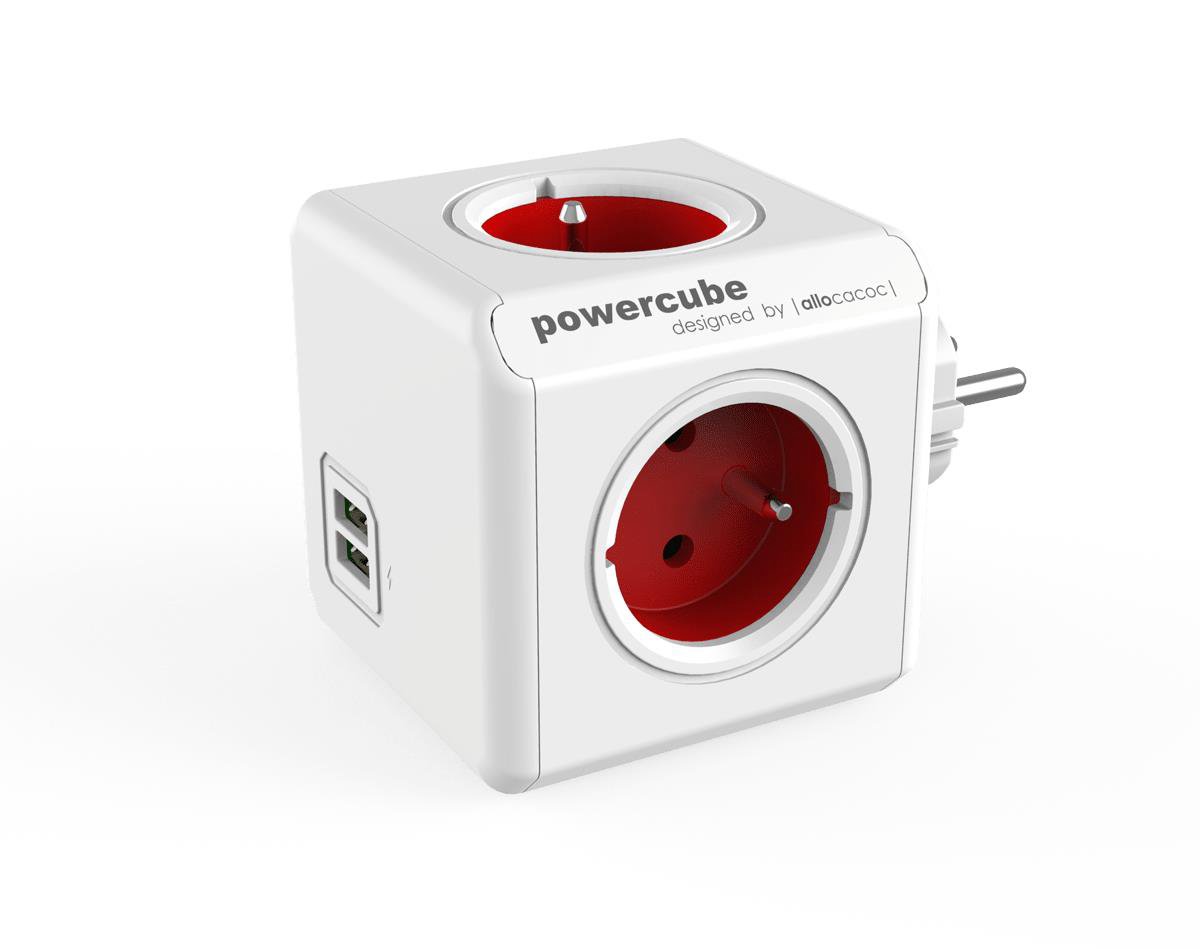 Allocacoc PowerCube Original USB Type E power extension 4 AC outlet(s) Indoor Red