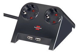 Ilgiklis BRENNENSTUHL 2 lizdų, 2xUSB, 1.8m, juodas / Desktop-Power 1153500222