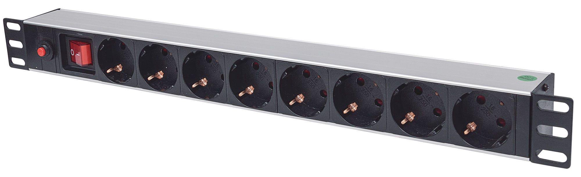 Intellinet 19" 1U Rackmount 8-Way Power Strip - German Type