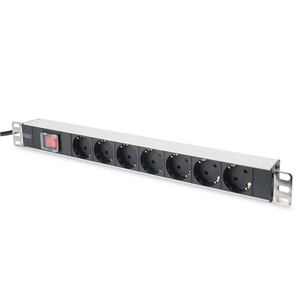 Šakotuvas Aluminum outlet strip with switch  DN-95402  Sockets quantity 7