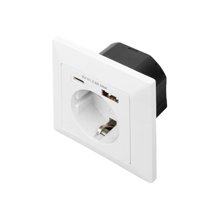 Digitus  Safety Plug for Flush Mounting with 1 x USB Type-C, 1 x USB A