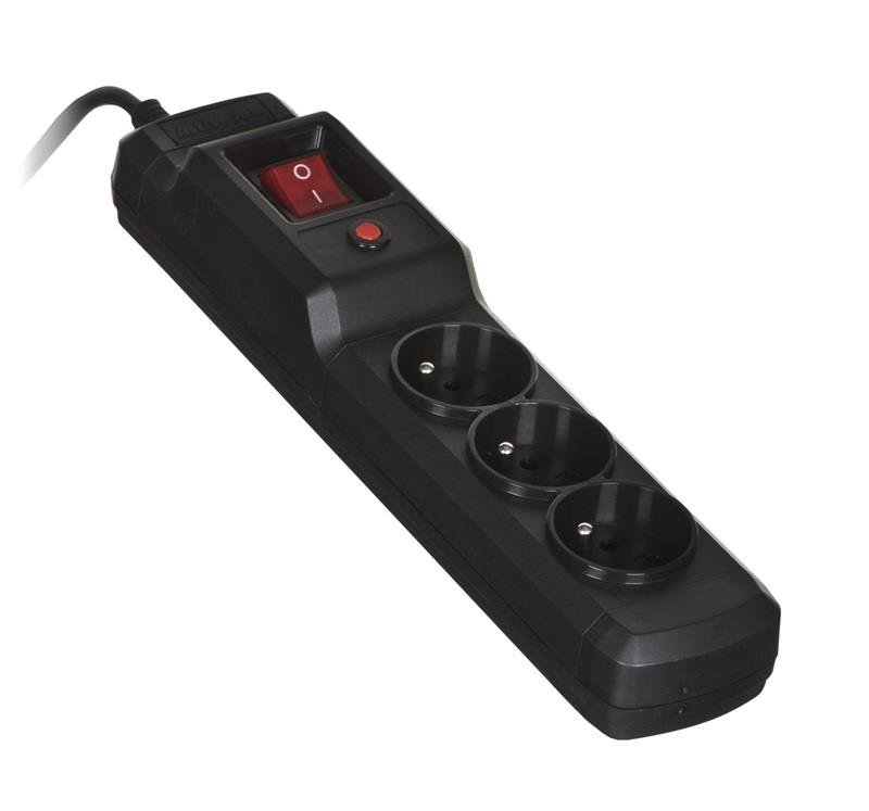 Šakotuvas Activejet COMBO 3GN 3M black power strip with cord