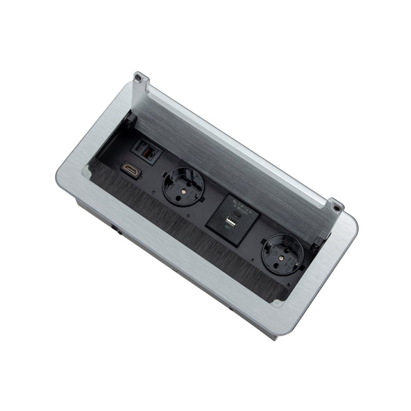 Ilgiklis montuojamas balde INBOX, 2x Schuko, 1x USB A, 1x USB-C, HDMI, RJ45, su 1.5m ilgio laidu