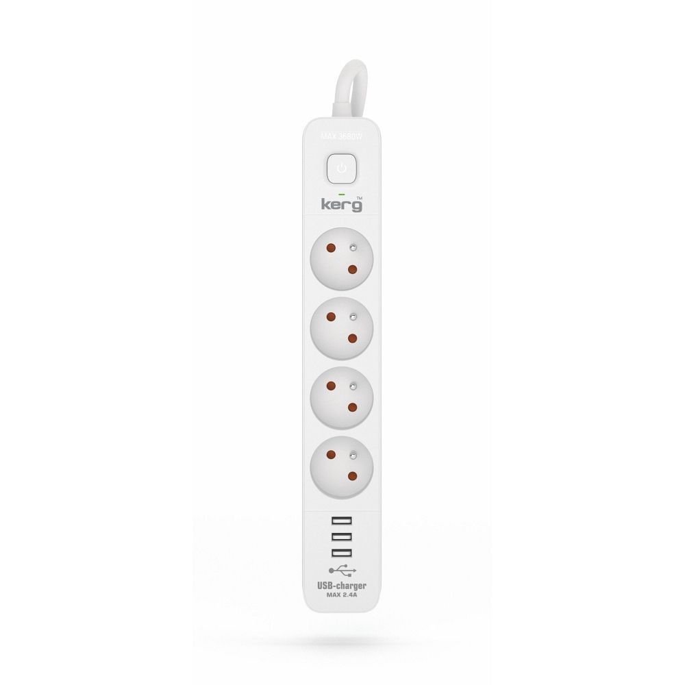 KERG SURGE PROT. 4-WAY+3USB 3.0M 16A SWITCH M02414