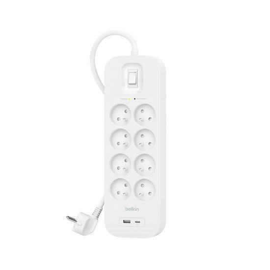 Ilgiklis BELKIN SURGE PROTECT. STRIP 8-PORT+1XUSB-A/C 900J