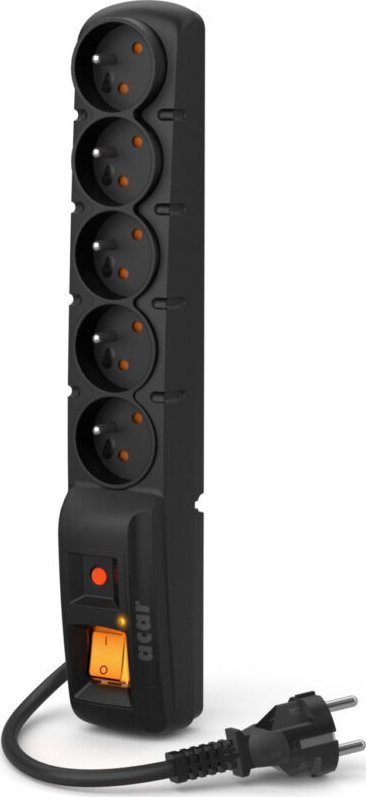 Power strip Acar F5 overvoltage 5 sockets 5m black straight plug (W0103)