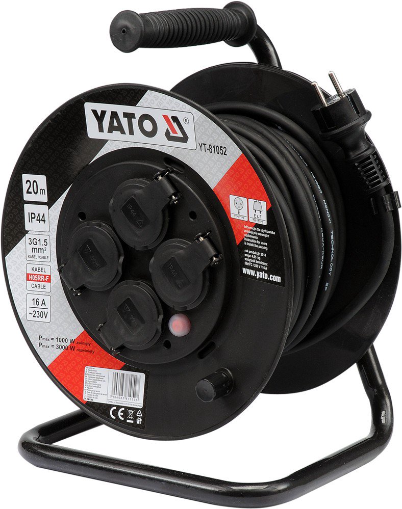 Yato Drum extender 20m/4 socket 230v H05RR-F 3x1.5m2 (YT-81052)
