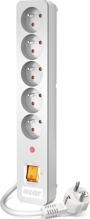 Power strip Acar X5 overvoltage 5 sockets 3 m white (W0174)
