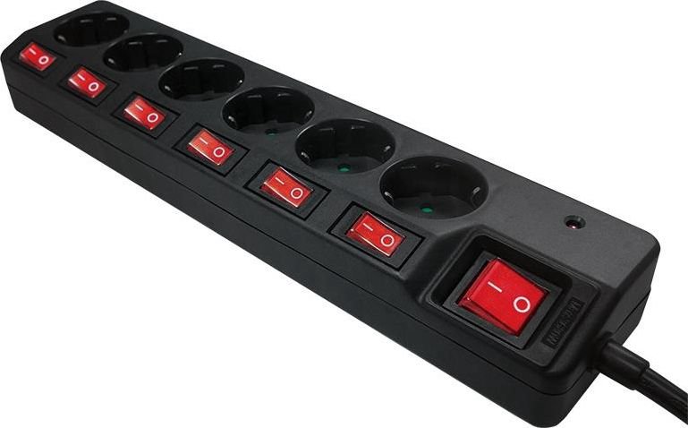 Power strip LogiLink LPS 6 sockets 1.5 m black (LPS233)