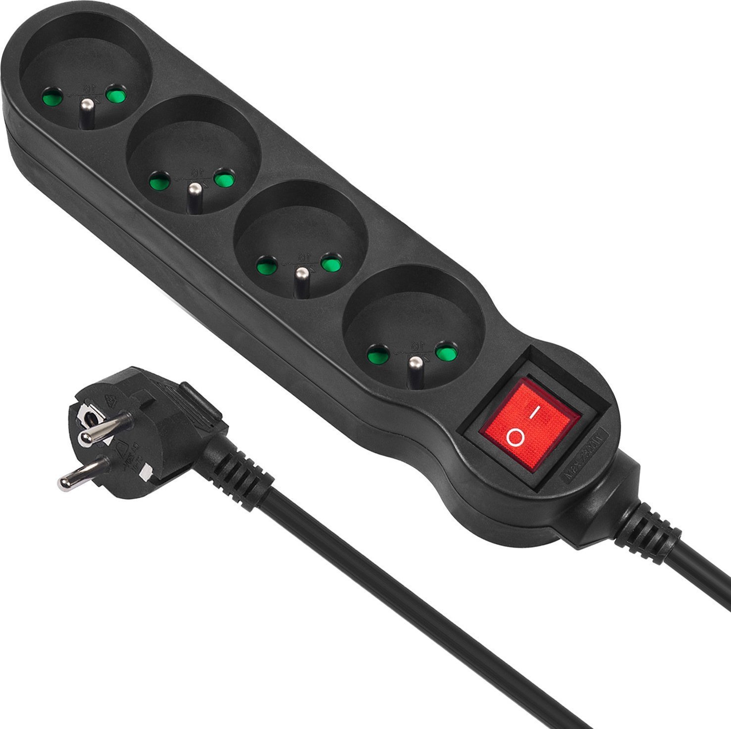 Power strip Maclean Energy 4 sockets 1.4 m black (MCE180)
