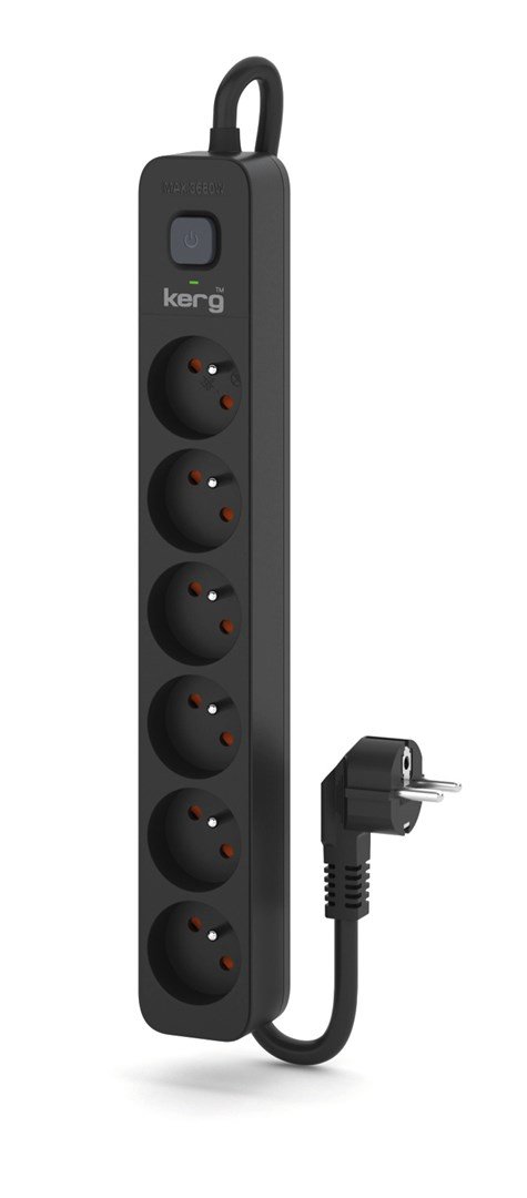 KERG maitinimo juosta su jungikliu - 6 lizdai 16A 1,5m