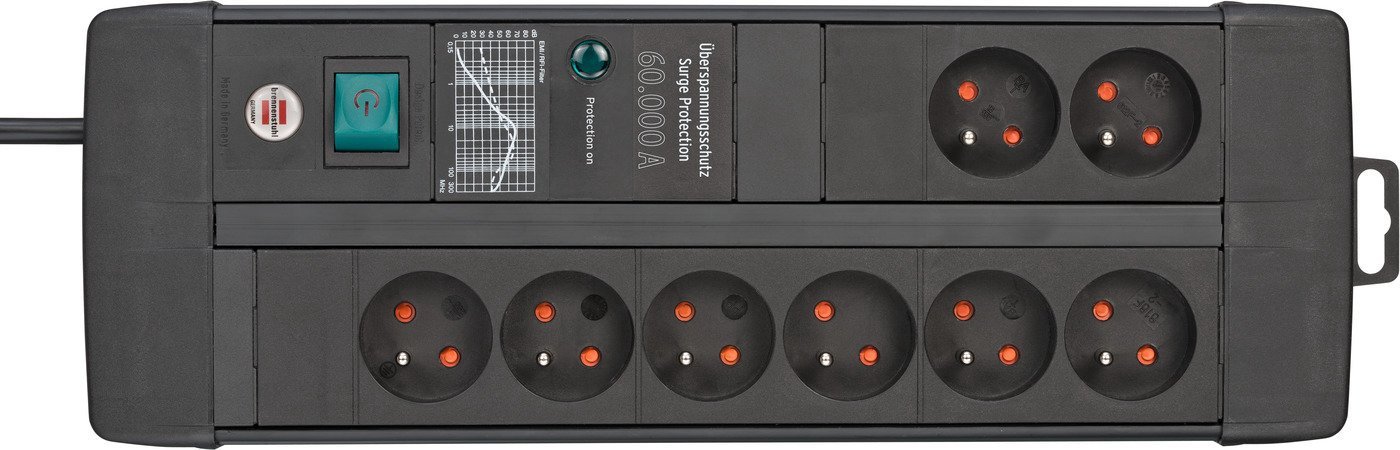 Power strip Brennenstuhl BRENNENSTUHL PREMIMUM-LINE 8GN, 3M BLACK 60,000A