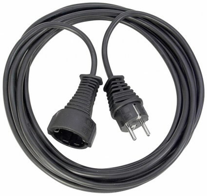 Quality extension cable of plastic 2m black H05VV-F 3G1,5, Brennenstuhl