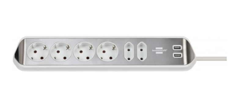 Prailgintuvas H05VV-F 3G1,5 4 pesa 45°+2 pesa 90°+ 2 USB-2,, Brennenstuhl