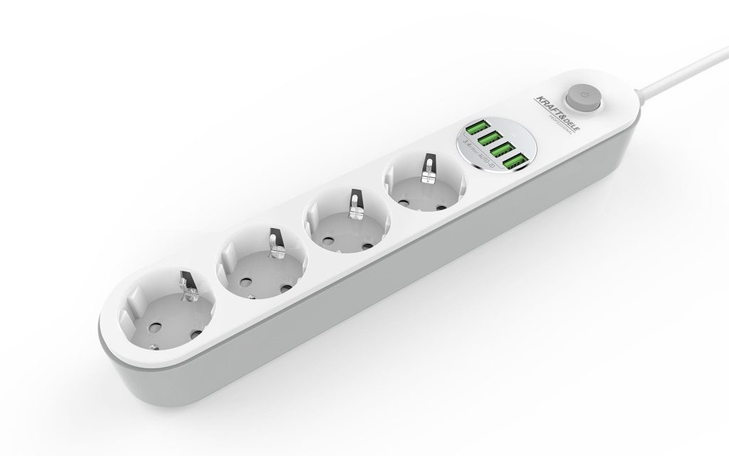 Prailgintuvas su USB jungtimis ir jungikliu – 2 m | 4 lizdai + 4 USB | KD4030