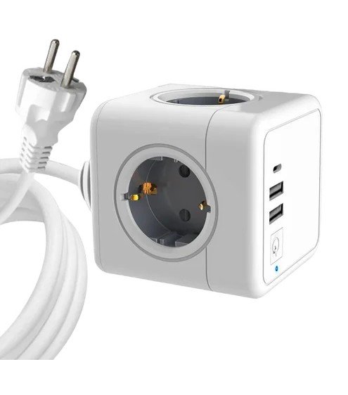 Ilgiklis MICROCONNECT 4 lizdų, 2 USB-C A prievadai, 1 ,5 m laidas, baltas