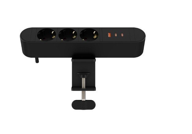 Daugialypis maitinimo lizdas MICROCONNECT Schuko, USB-A, USB-C, 67 W, 1,8 m.