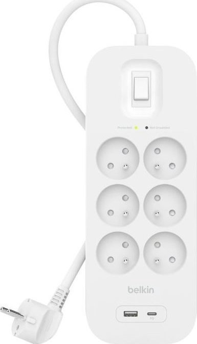 Power strip Belkin SurgePlus overvoltage 6 sockets 2 m white (SRB002ca2M)