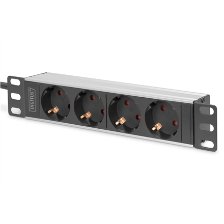 Šakotuvas 10” Socket Strip with Aluminum Profile, 4-way safety sockets  DN-95418