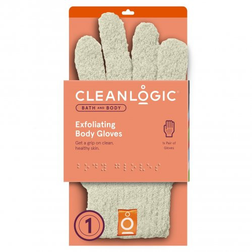 Cleanlogic Bath & Body Exfoliating Body Gloves Šveičiamosios kūno pirštinės, Grey