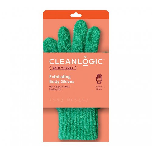 Cleanlogic Bath & Body Exfoliating Body Gloves Šveičiamosios kūno pirštinės, Emerald