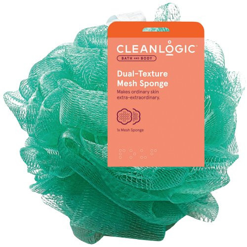 Cleanlogic Bath & Body Dual-Texture Mesh Sponge Kūno kempinė, Green