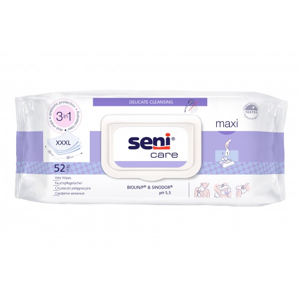 SENI Care drėgnos servetėlės MAXI, 52 vnt.