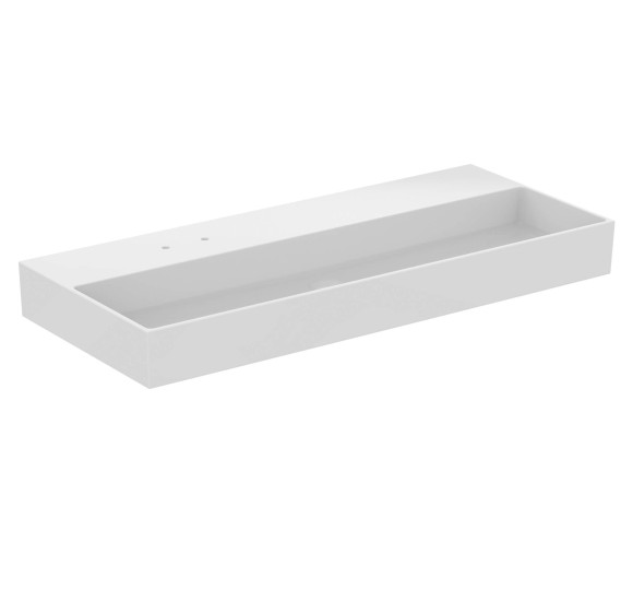 Ideal Standard Solos Vanity Basin pakabinamas praustuvas 1215x515x120 mm, su 2 skylėm maišytuvui, pasirinkite spalvą : Spalva - Juoda blizgi