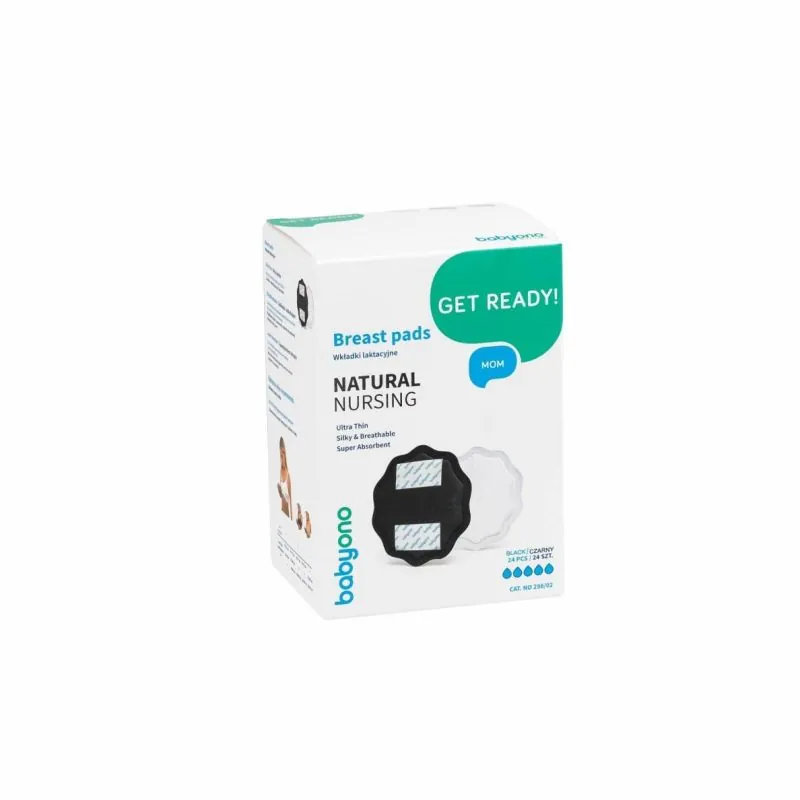 BabyOno įdėklai į liemenėlę Natural Nursing, juodi, 24 vnt., 298/02