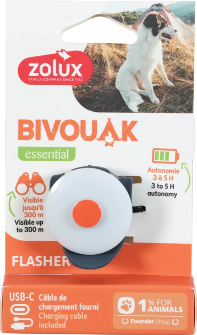 ZOLUX BIVOUAK Šviečiantis LED pakabukas ant antkaklio USB mėlynas – šuns adresė -  8,9x3,7x1,9 cm