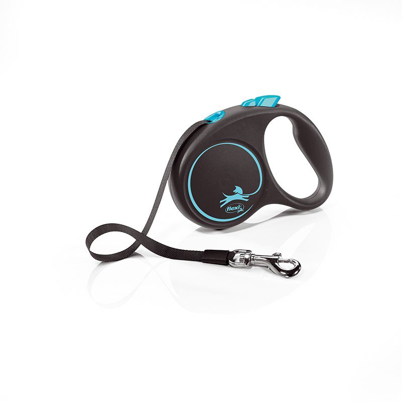 Flexi Automatinis pavadėlis Black Design S 5 m, Mėlyna