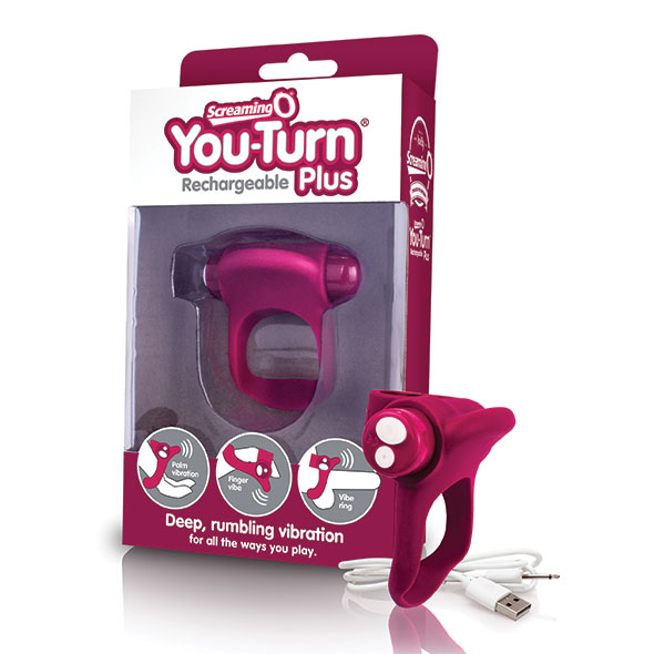 ScreamingO YouTurn Rechargeable Plus vibruojantis penio žiedas - Raudonas
