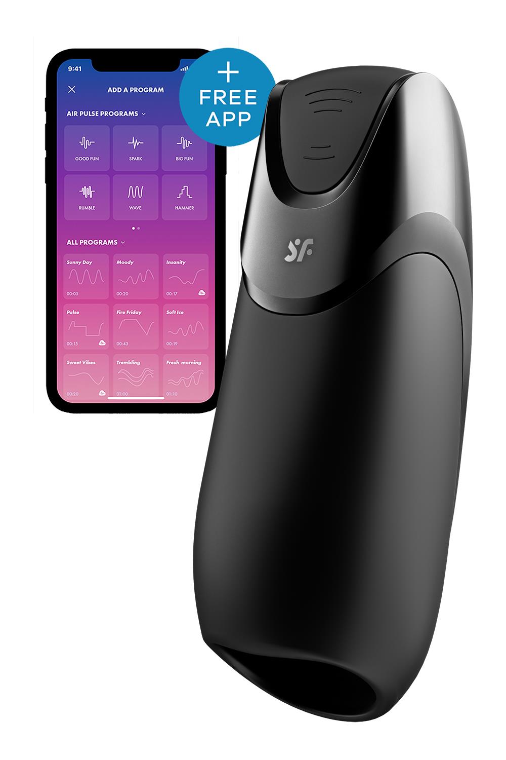 Masturbatorius Satisfyer Men Vibration+, valdomas per programėlę