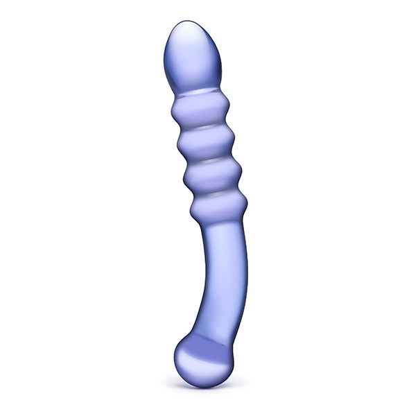 Glas - briaunuotas stiklinis dildo, violetinis